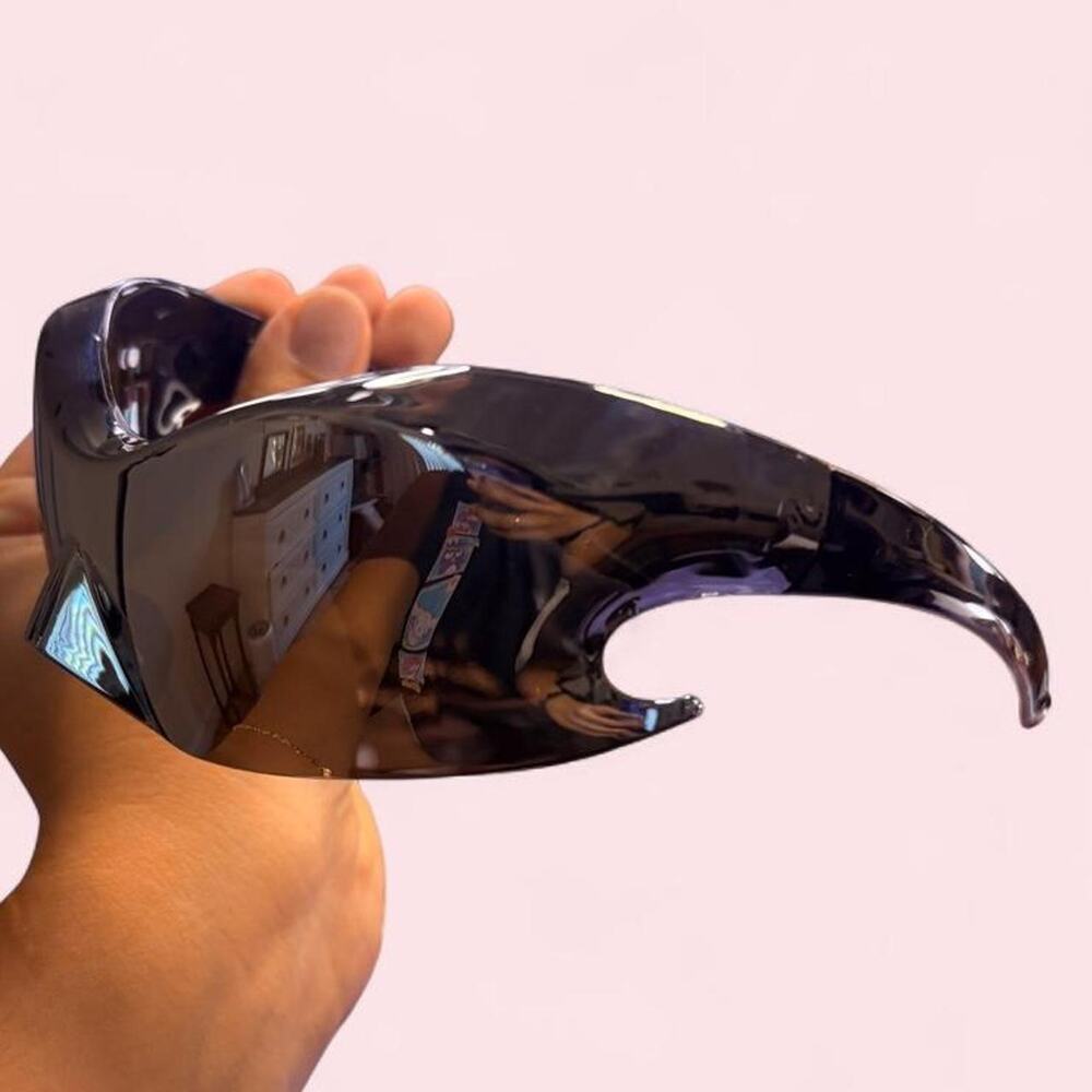 Silver mirror wraparound shield sunglasses futuristic wraparound cybercore rave